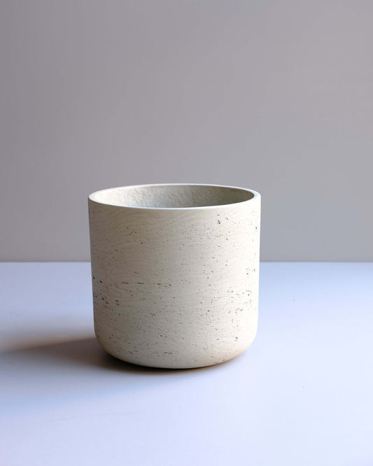 Straight Edge Clay Pot - Light Grey