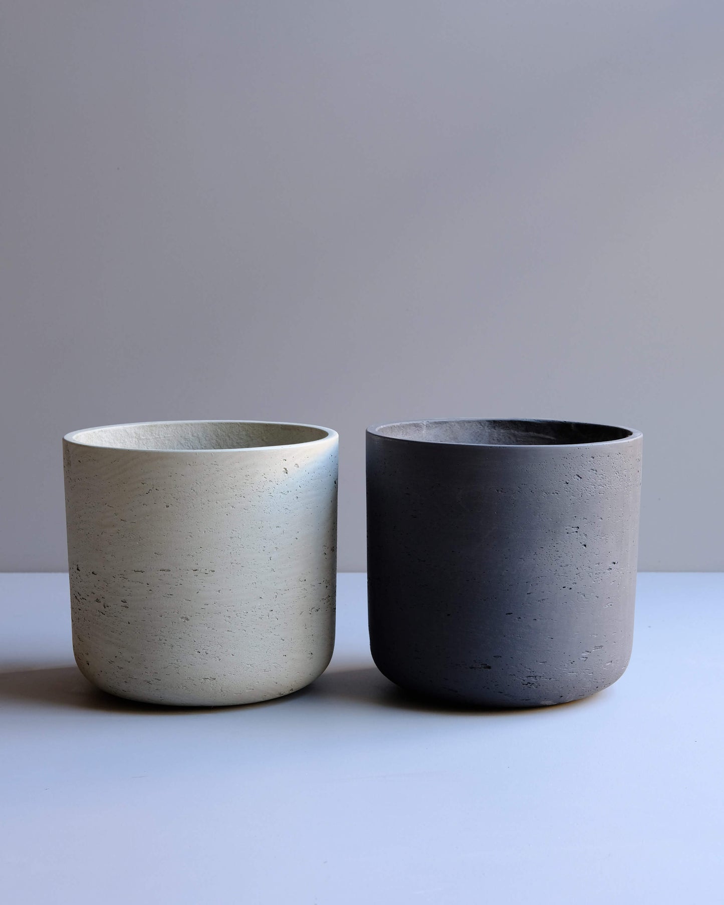 Straight Edge Clay Pot - Light Grey